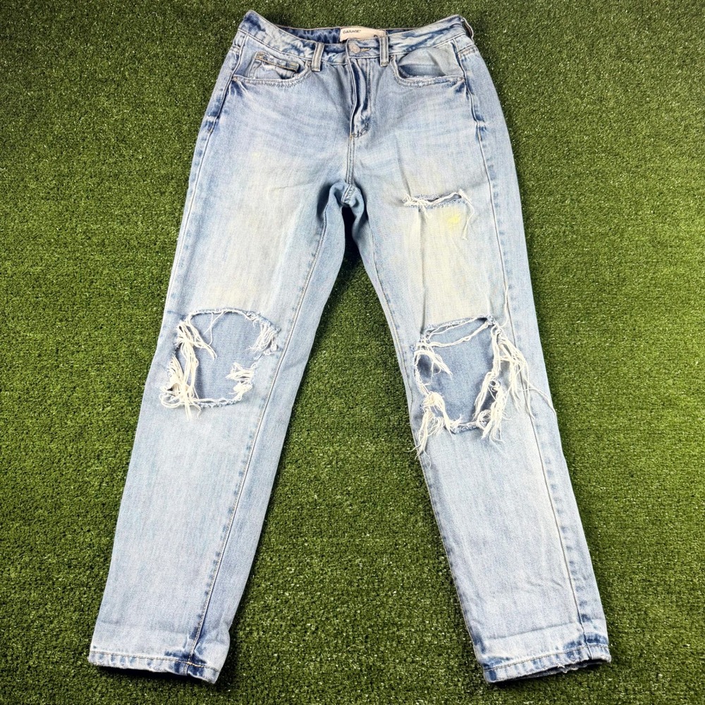 Garage Mom Jeans Light Wash Distressed High Rise Denim Size 5 0680